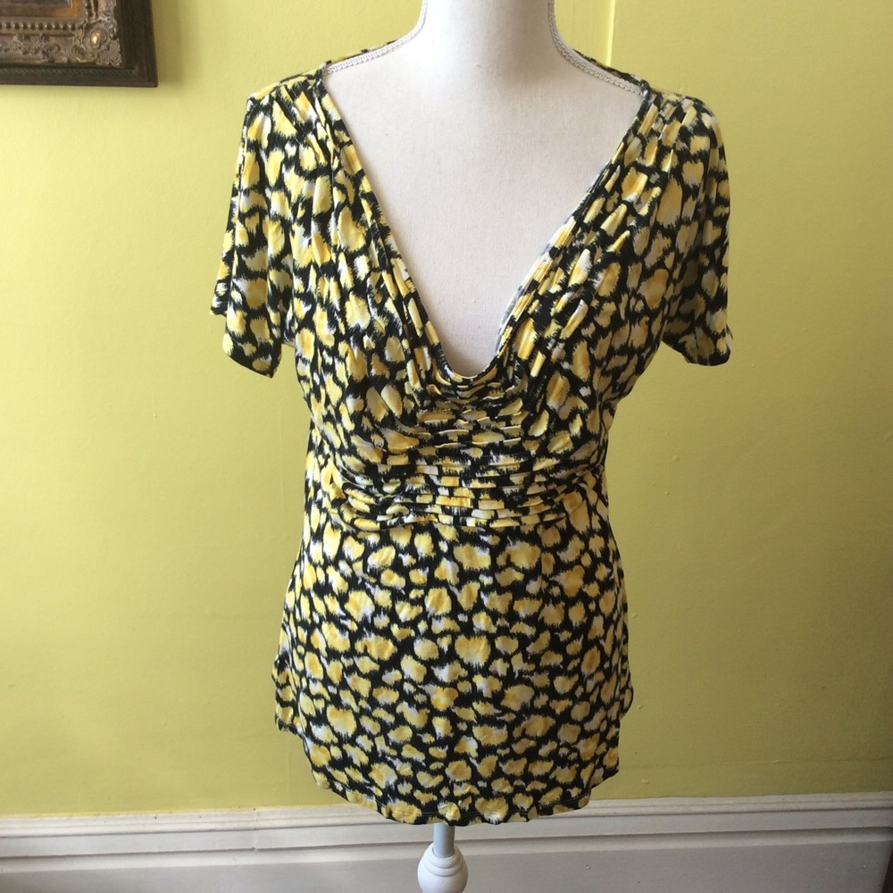 INC Yellow & Black Blouse size L